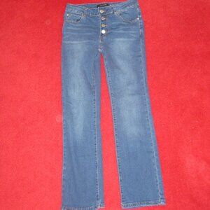 TAHARI Women's Jeans Size 8/29 High-rise Slim Straight Stretch Button Front